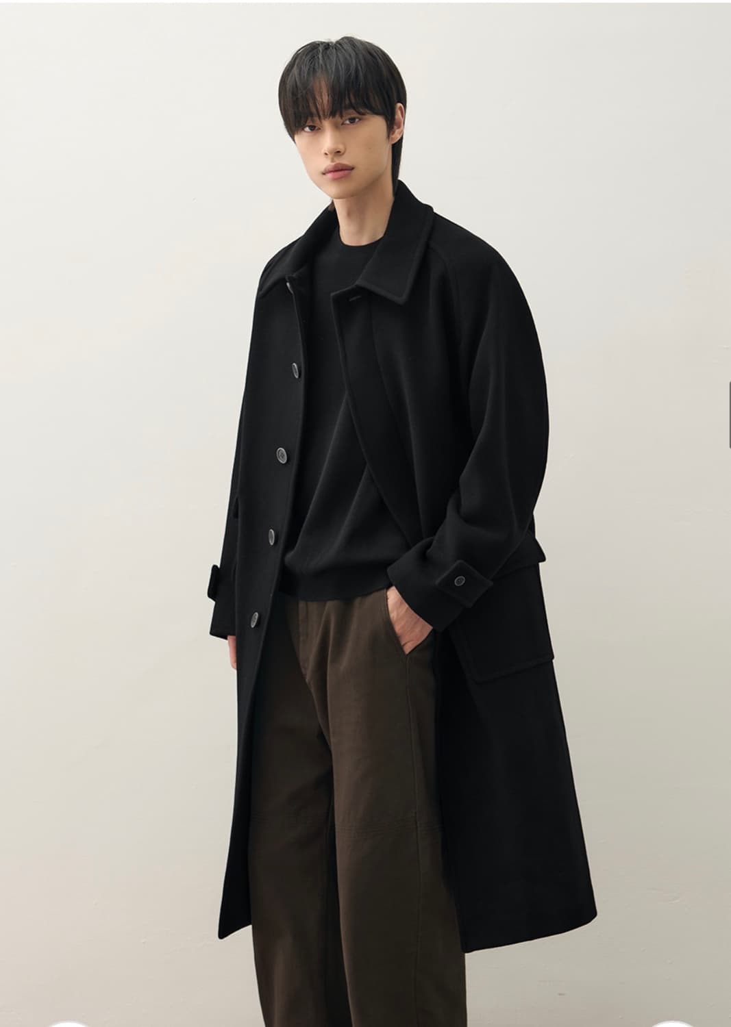 (XL) 드로우핏 컨사이즈 울 원더 발마칸 코트 [BLACK] 판매 상품이미지7