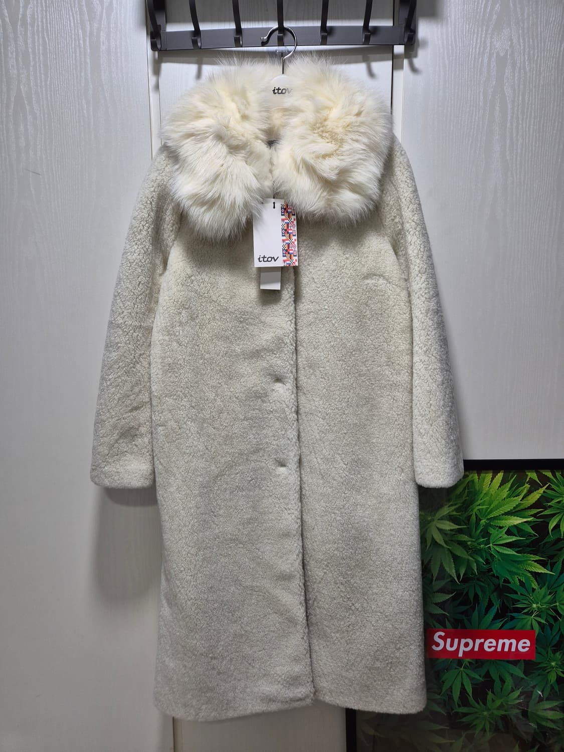 (새상품)itov 아이토브 퍼 카라 코트 아이보리 상품이미지1