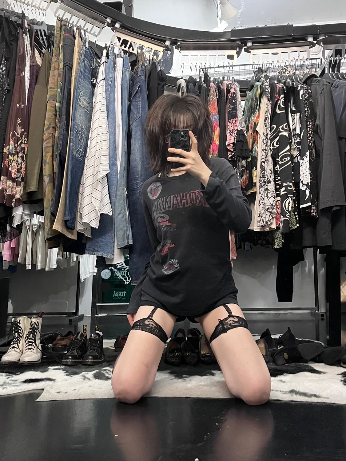 네이비 프린팅 롱슬리브 상품이미지1