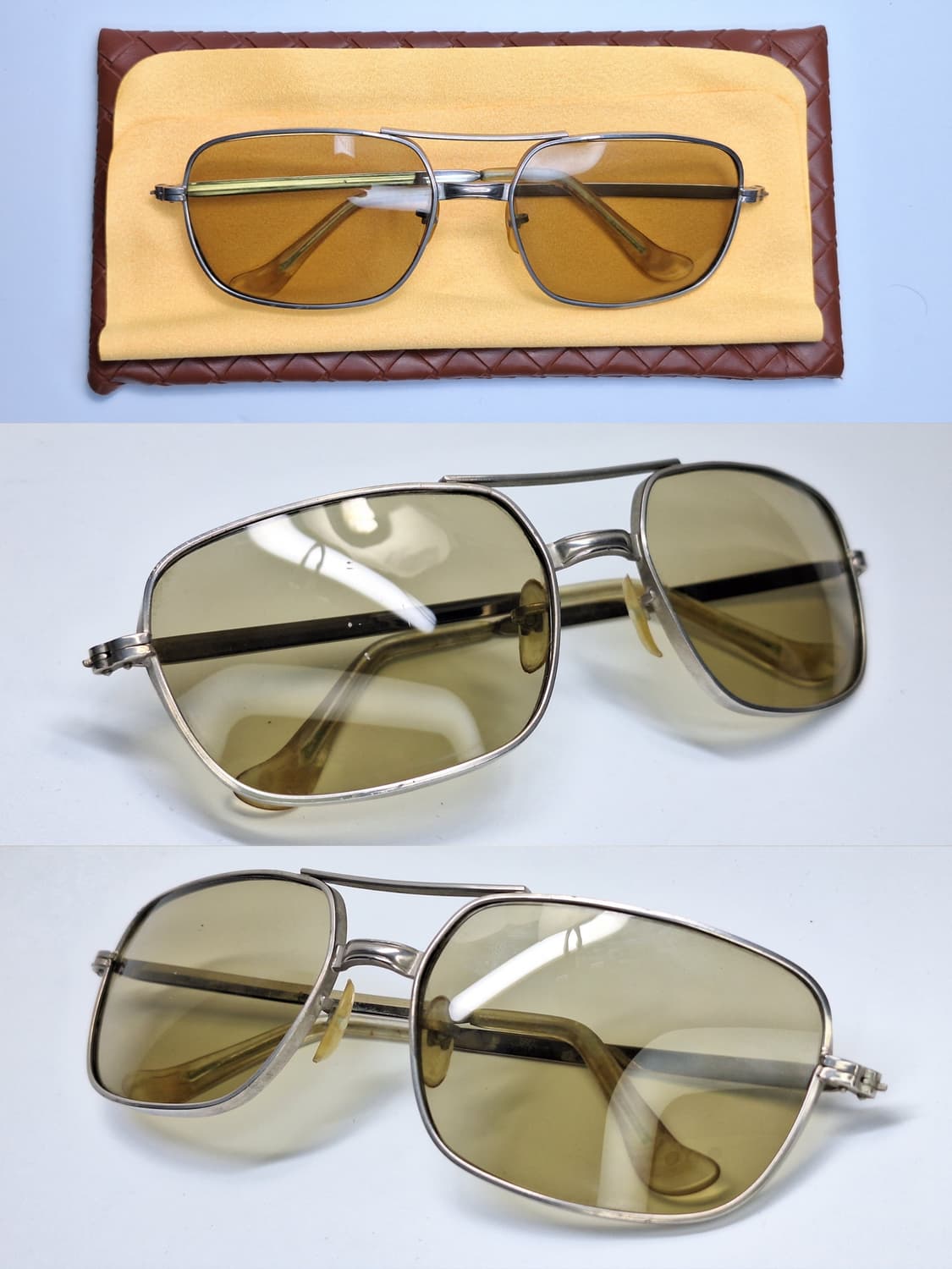80s 일본 빈티지/더블브릿지 실버 선글라스 겸 안경테 빅사이즈 투브릿지 상품이미지2
