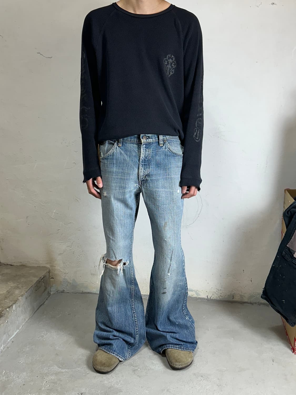 70's USA Made 빈티지 리바이스 684 벨바텀 부츠컷 데님 상품이미지4