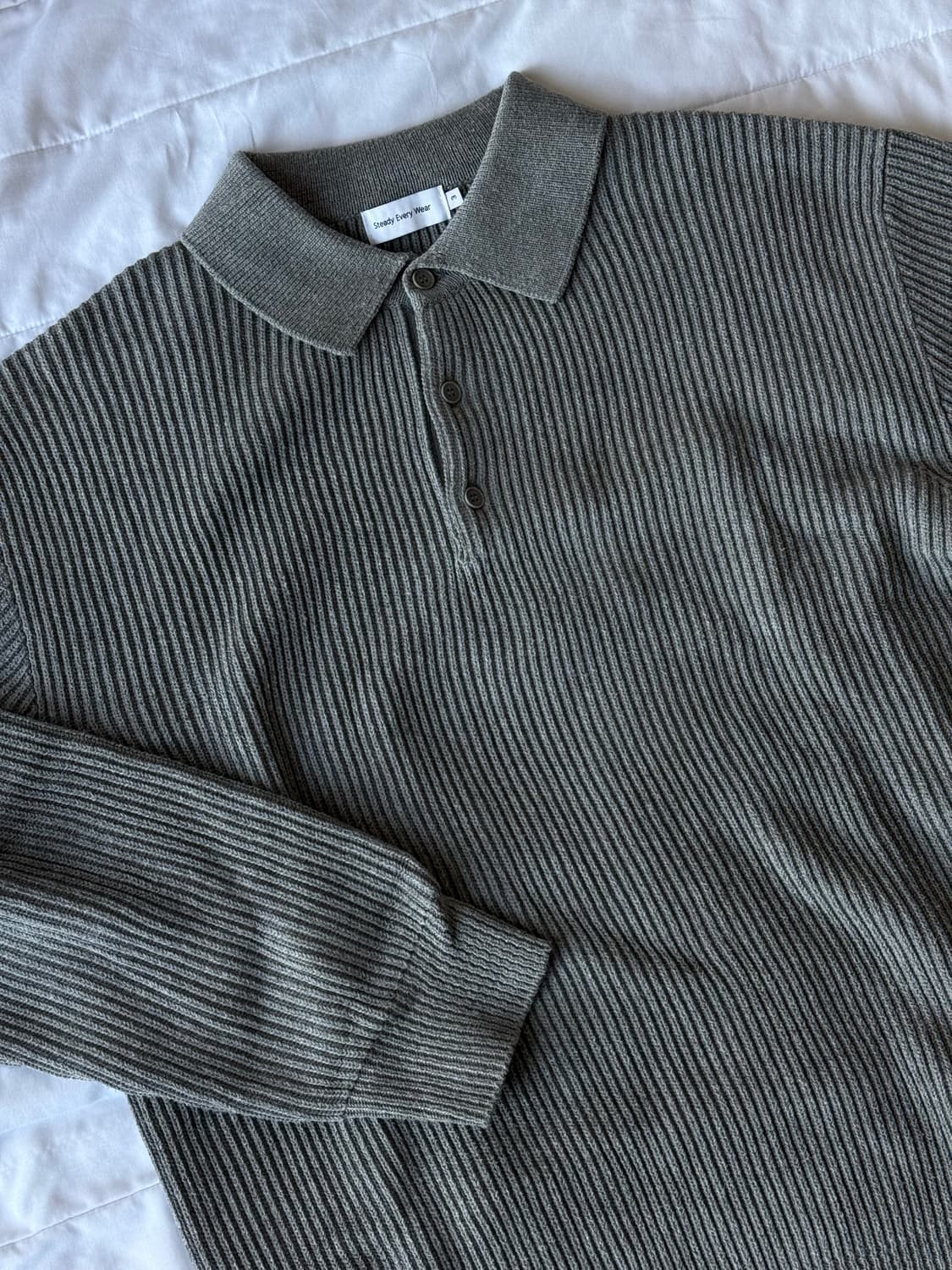 스테디에브리웨어 코튼 립 카라 니트 그레이3사이즈 상품이미지1