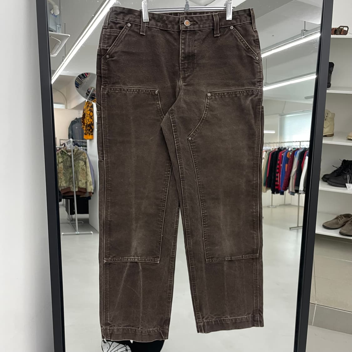칼하트 OG 더블니 다크브라운 dkb 카펜터 덕캔버스 페이딩 워크팬츠 상품이미지3