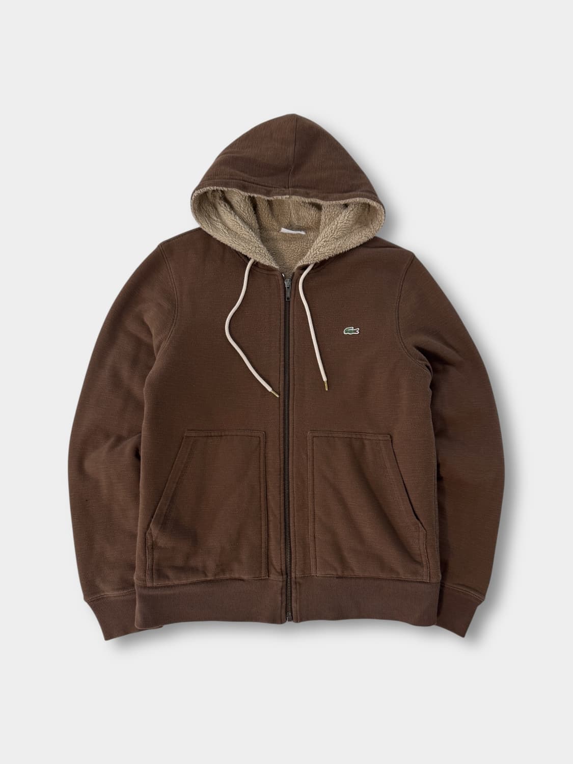 라코스테 루즈핏 브라운 양털라이닝 후드집업  상품이미지1