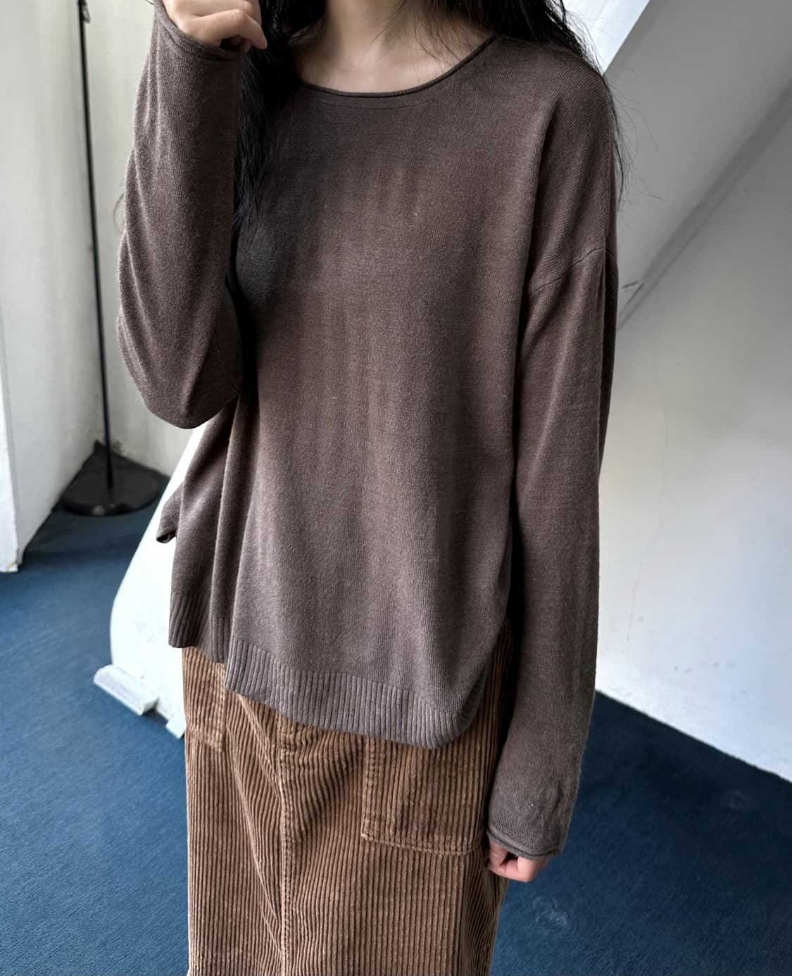 High gauge roll design stretched knit to 상품이미지7