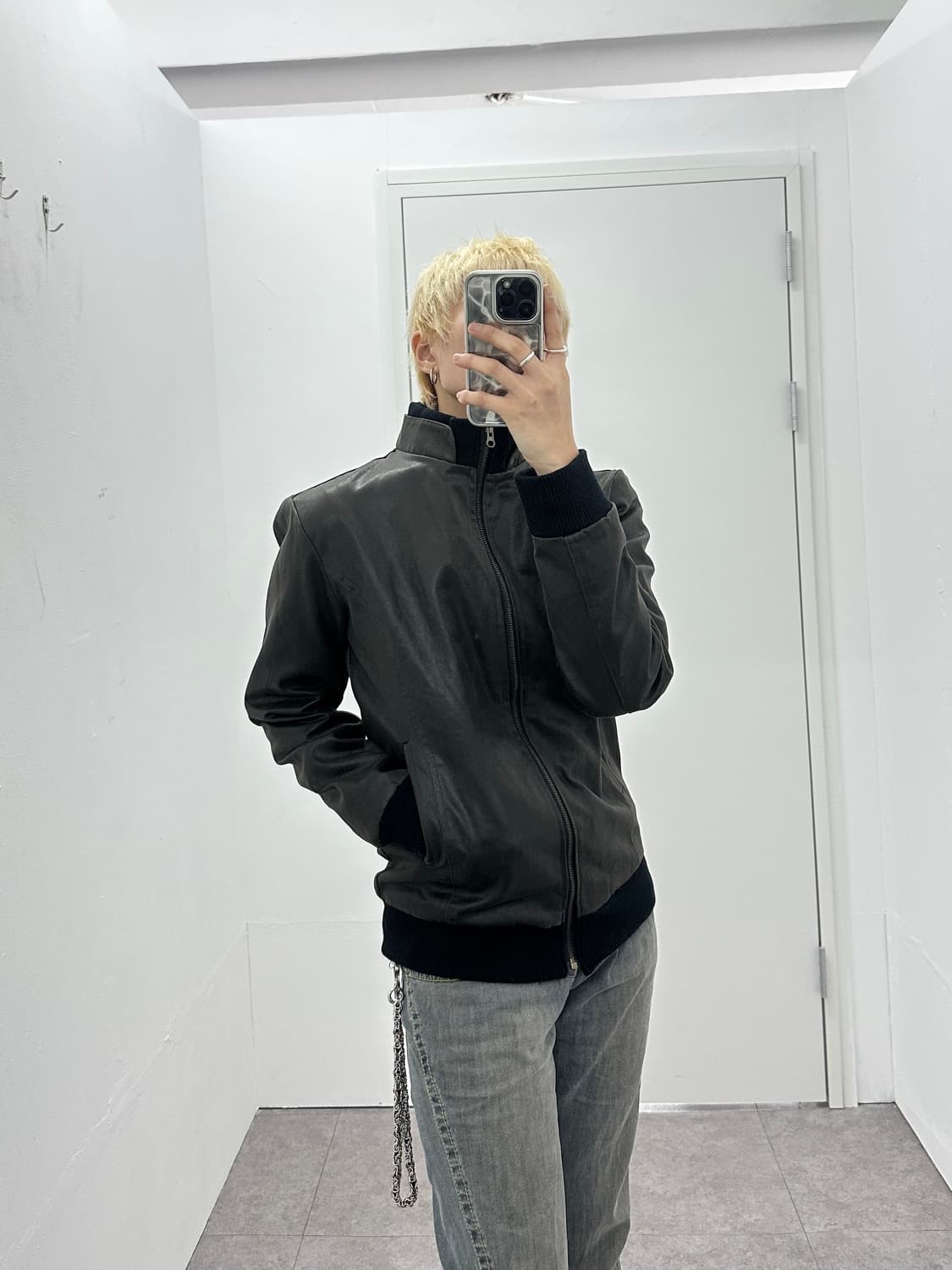 Grunge dark brown coating bomber 상품이미지1