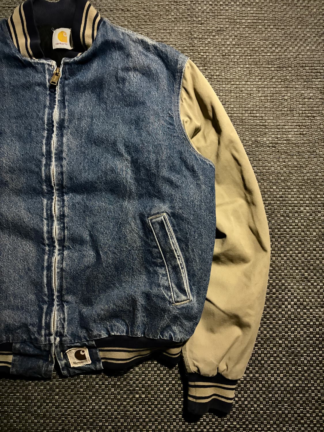 90s 칼하트 데님 베이스볼 자켓 JQ0198 L/R USA🇺🇸 상품이미지3