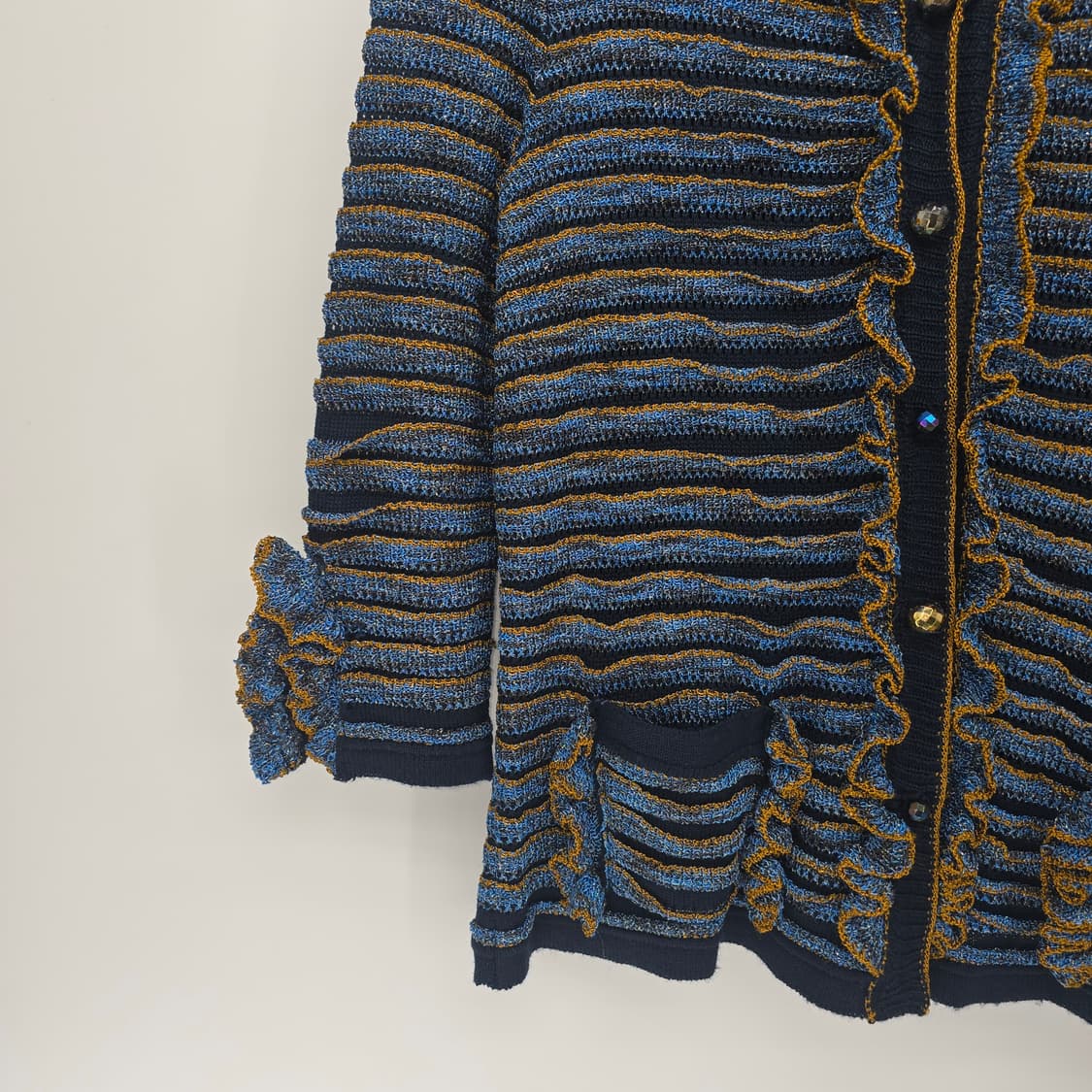 이태리 수입 Z.O.E 프릴 니트 가디건 블루 상품이미지3