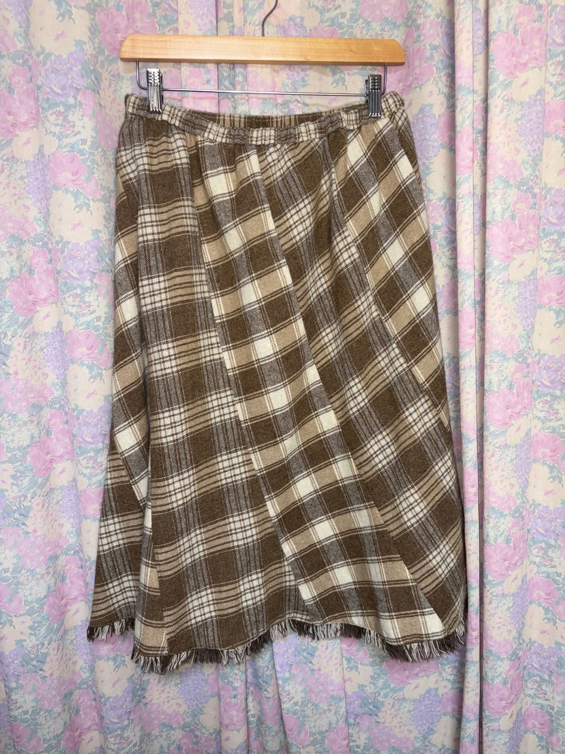 베이지 체크 울 스커트 상품이미지8