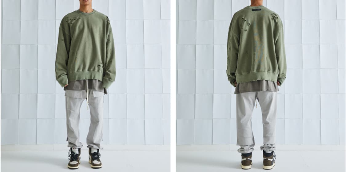 100~105)어텐션로우 디스트로이드ver.2 피그먼트 맨투맨 상품이미지2