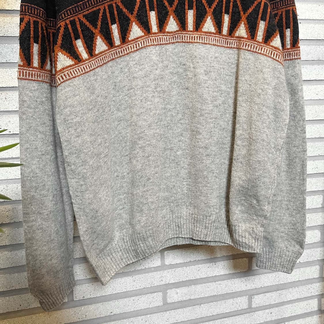 USA VINTAGE 배색 니트 기하학 패턴 디테일 네이비 그레이 상품이미지5