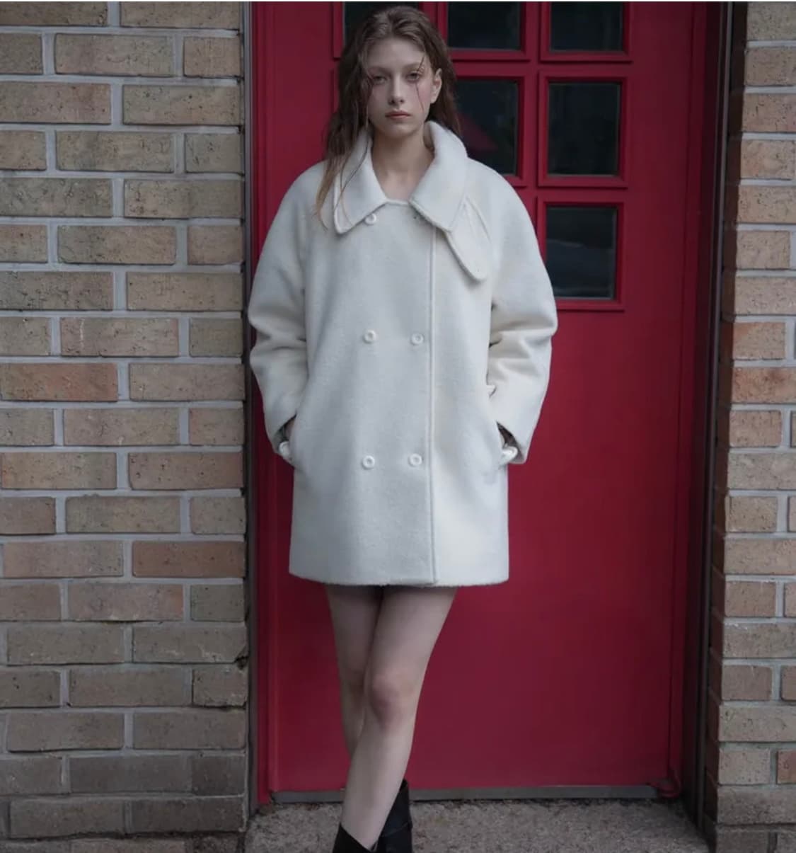 드헤베 Wool Double Half Coat [Ivory] 상품이미지1