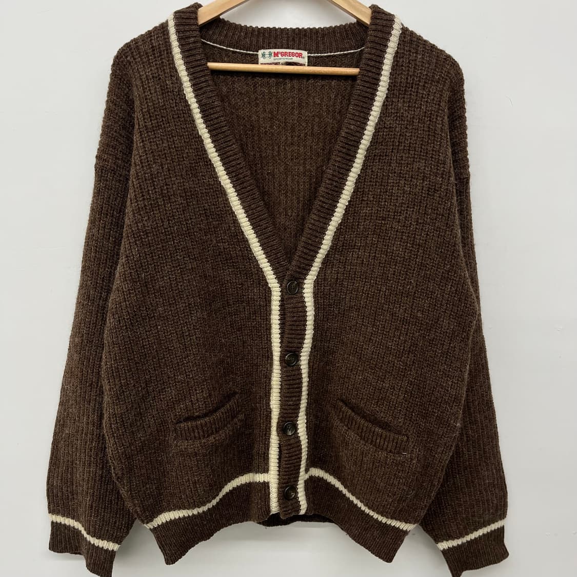 맥그리거 브라운 배색 가디건 남L 상품이미지2