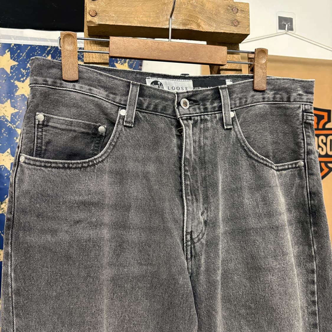 00s 리바이스 실버탭 루즈핏 흑청 보더데님팬츠 N187 상품이미지3