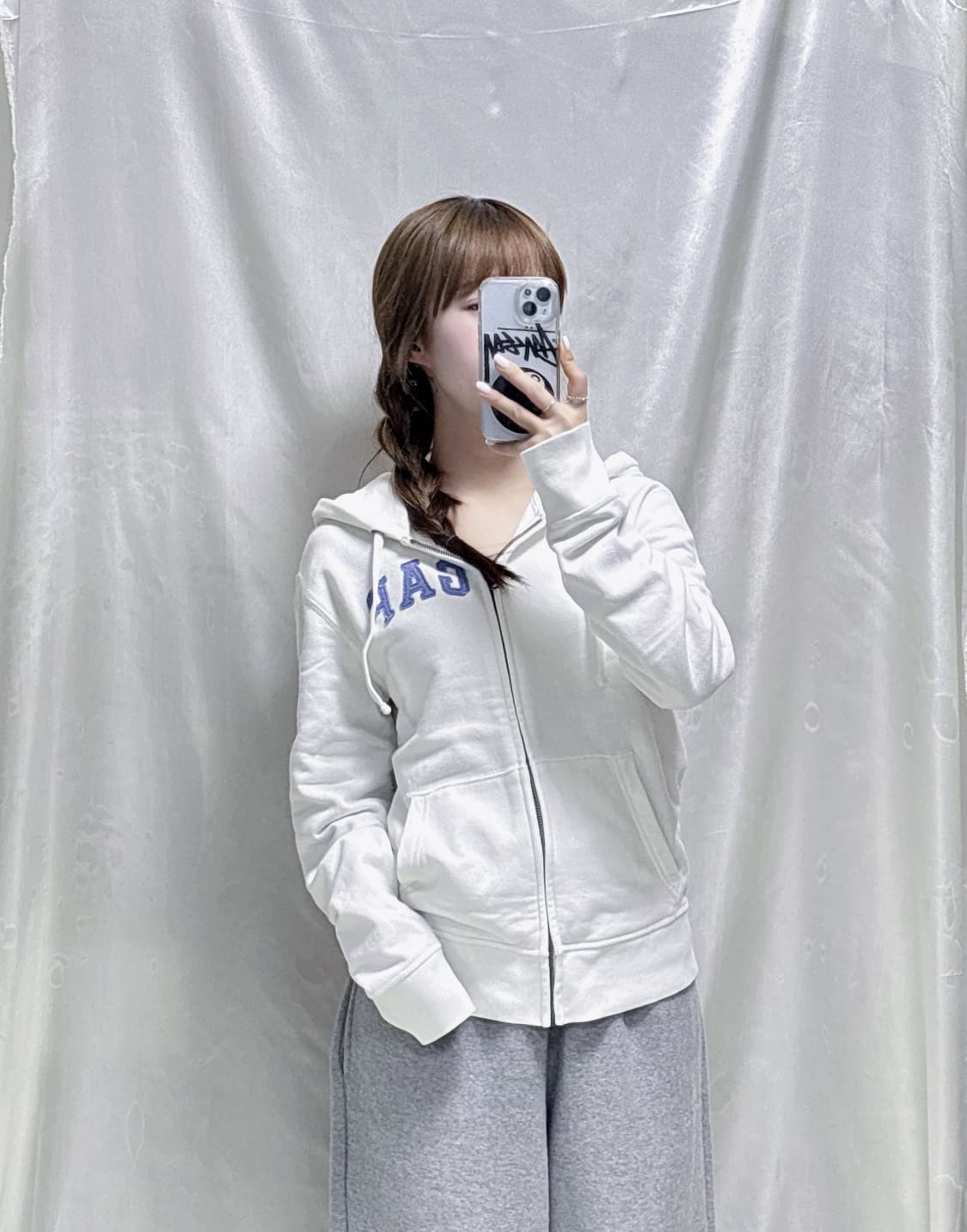 GAP 갭 성조기 빅로고 화이트 후드집업 상품이미지1