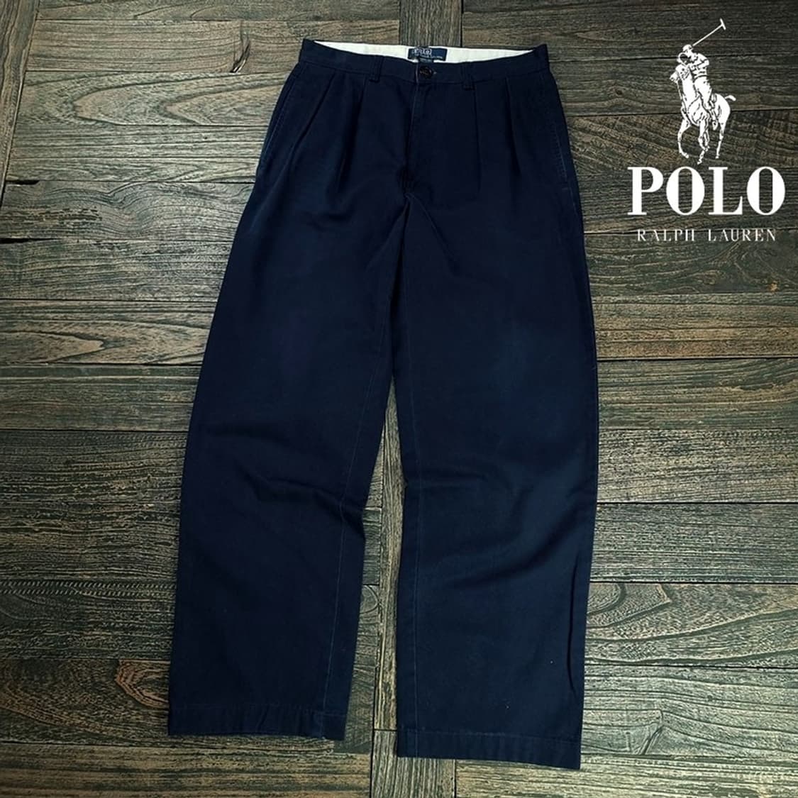 [폴로 랄프로렌] 루즈핏 코튼 투턱 치노 팬츠 네이비 M19650 상품이미지1
