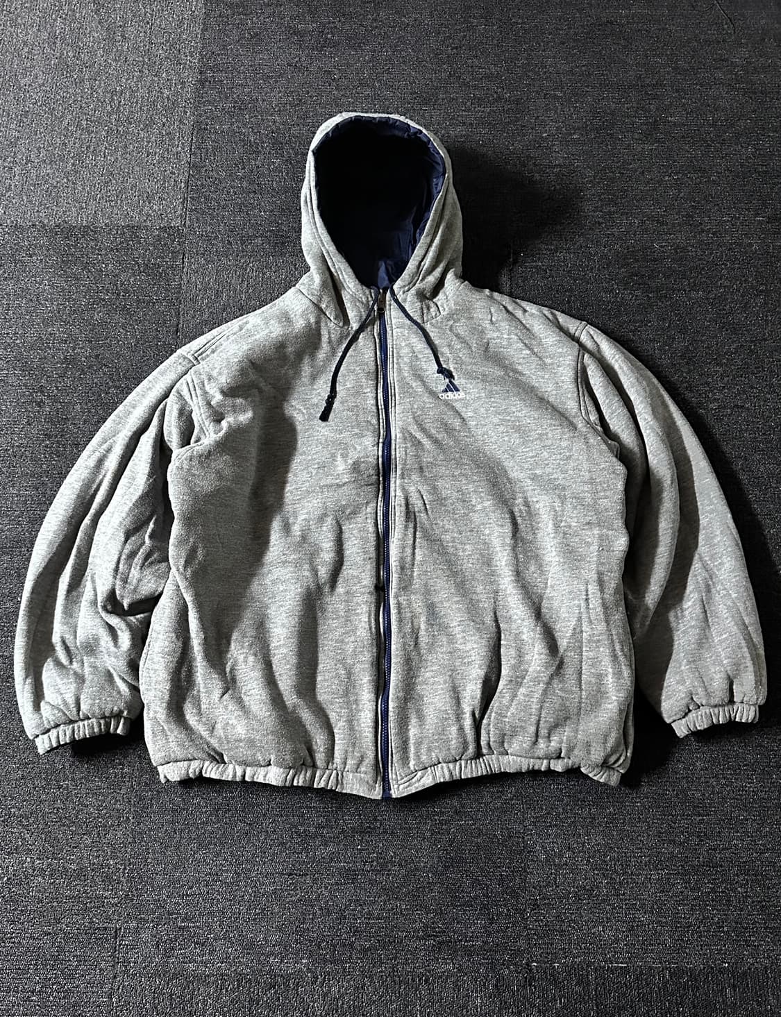 90's 아디다스 리버시블 빅로고 자수 후드점퍼 상품이미지1