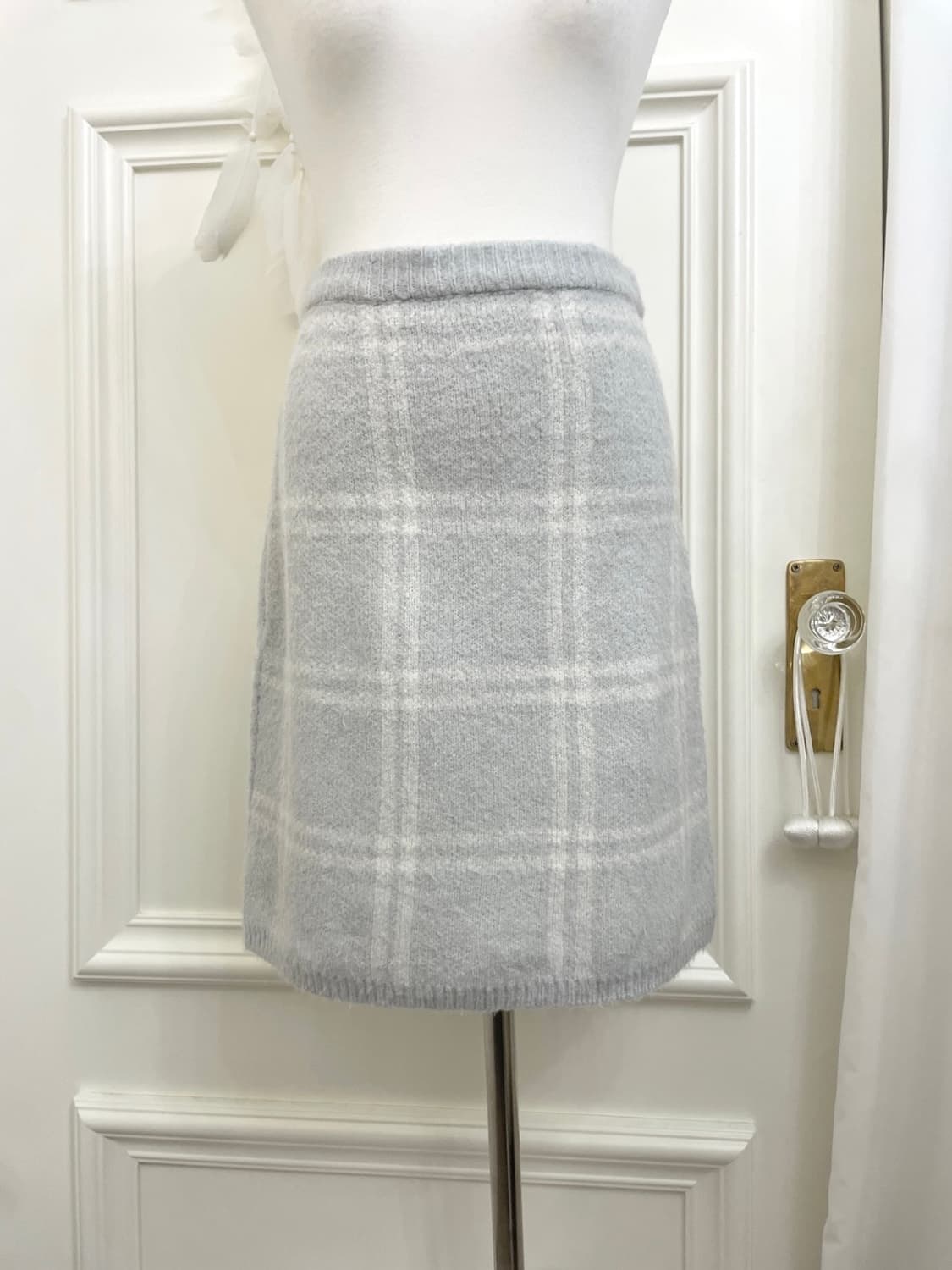 CECIL MCBEE sky blue check banding knit 상품이미지5