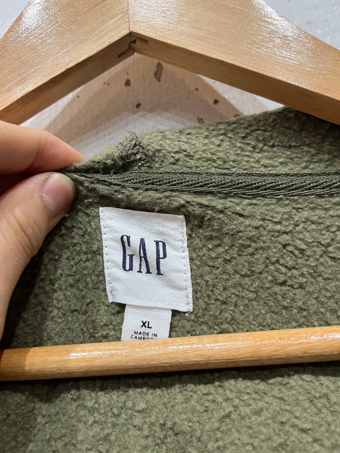 GAP 갭 로고 카키 기모 후드집업 XL 상품이미지3