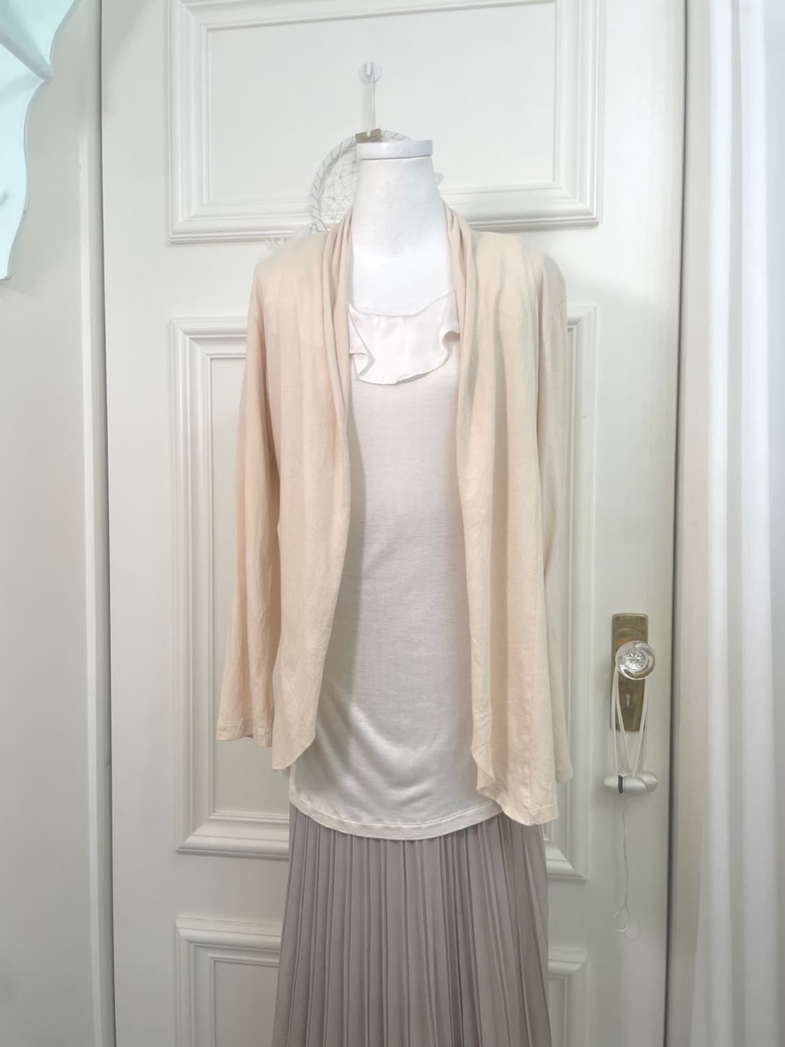 sheer coral cotton open cardigan&ivory s 상품이미지1