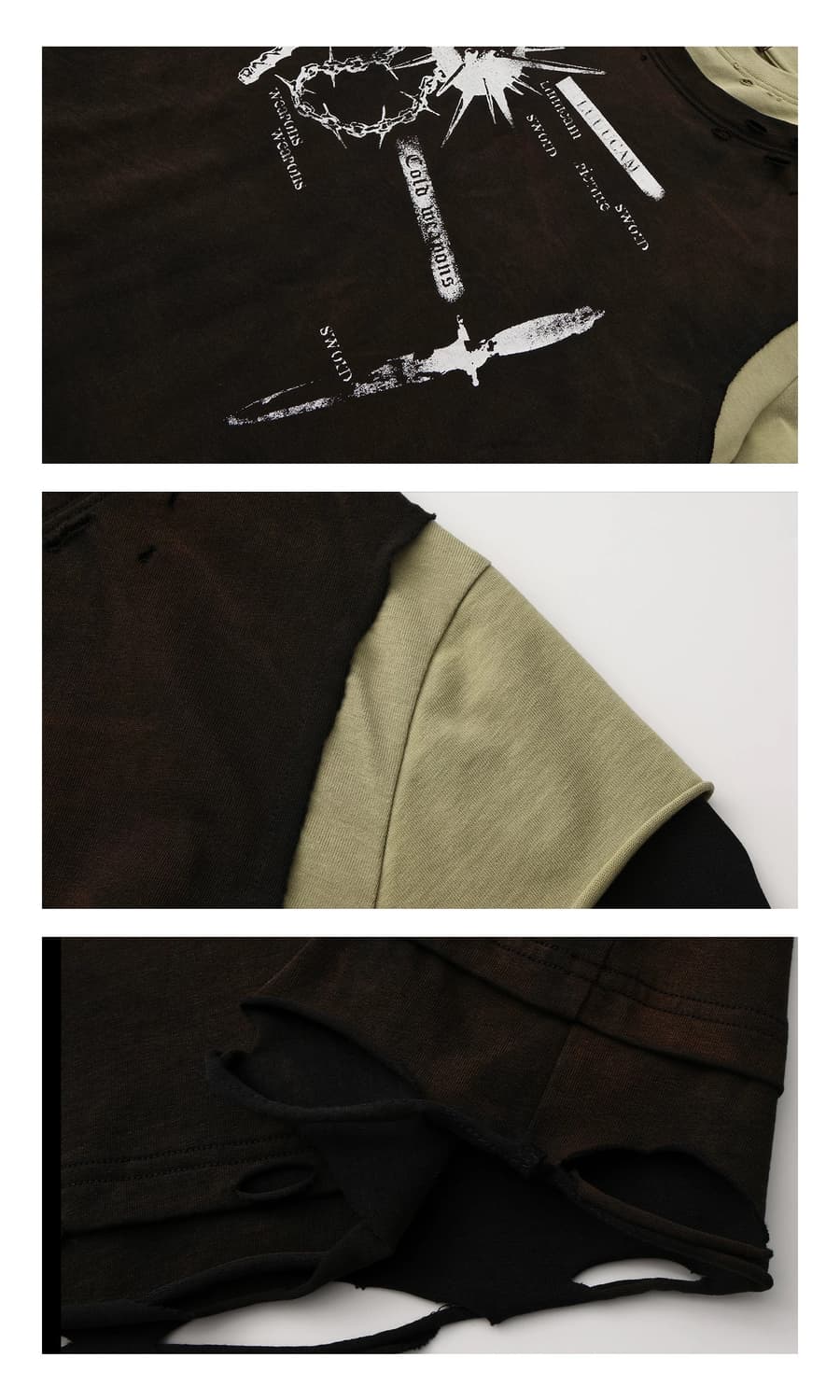 Three-Panel Distressed Cotton Pullover  상품이미지3