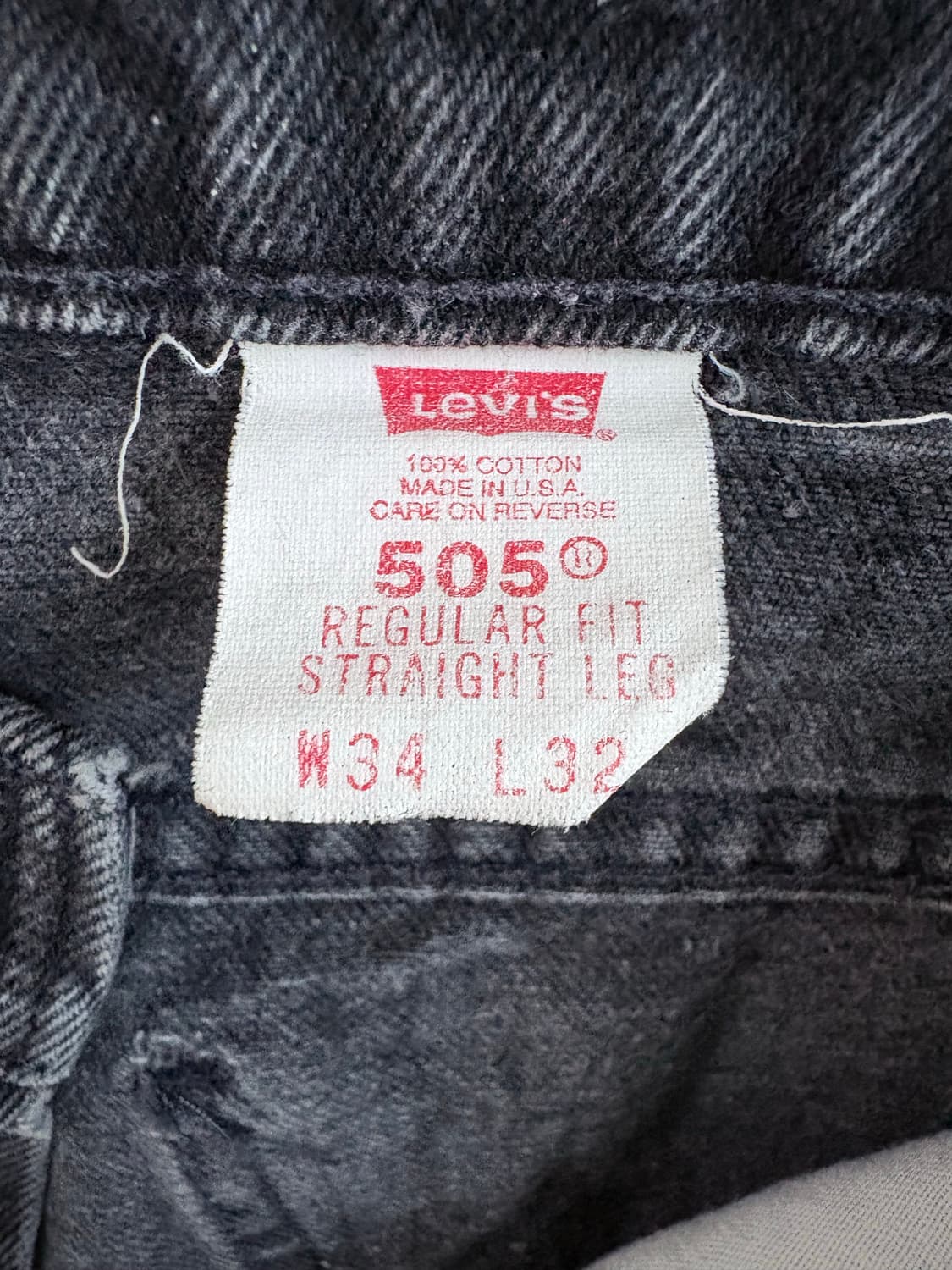 (34x32, 실측 33) 90s 리바이스 505 USA 흑청 블랙진 상품이미지5