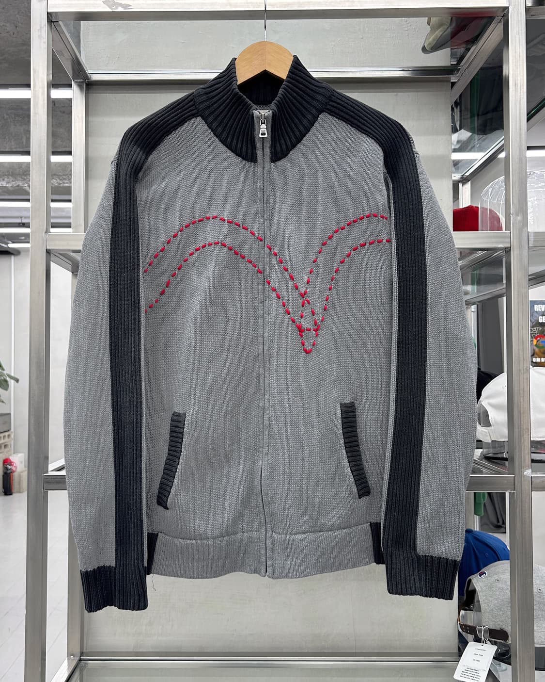 리바이스 00s 스티치 디테일 코튼 니트집업 상품이미지1