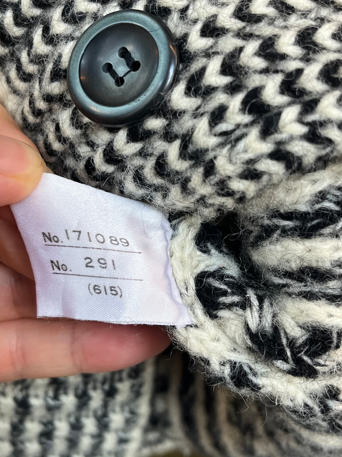 Top 블랙 앤 화이트 숄 칼라 트위드 울 가디건 M 상품이미지7