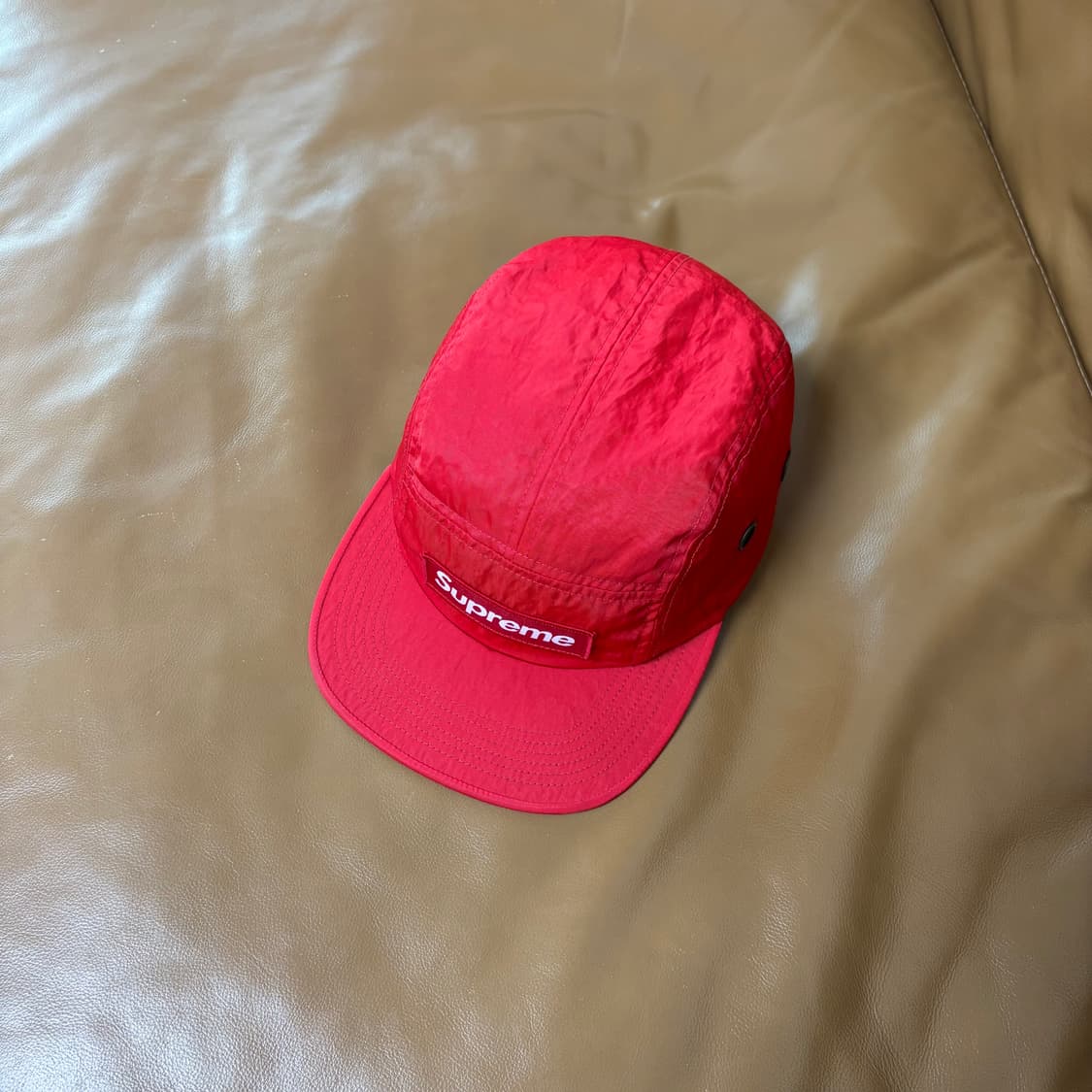 슈프림 캠프캡 모자 박스로고 워시드 나일론 레드 상품이미지5