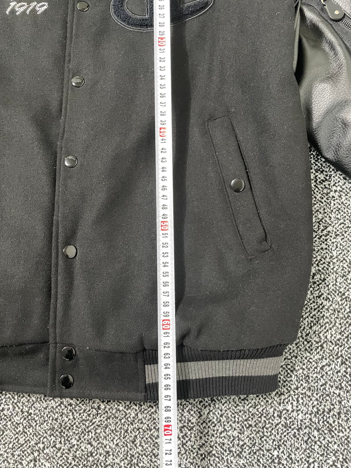 빈티지9. 챔피온 바시티 봄버 자켓 레더 가죽 라이더 빅로고 블랙 상품이미지5