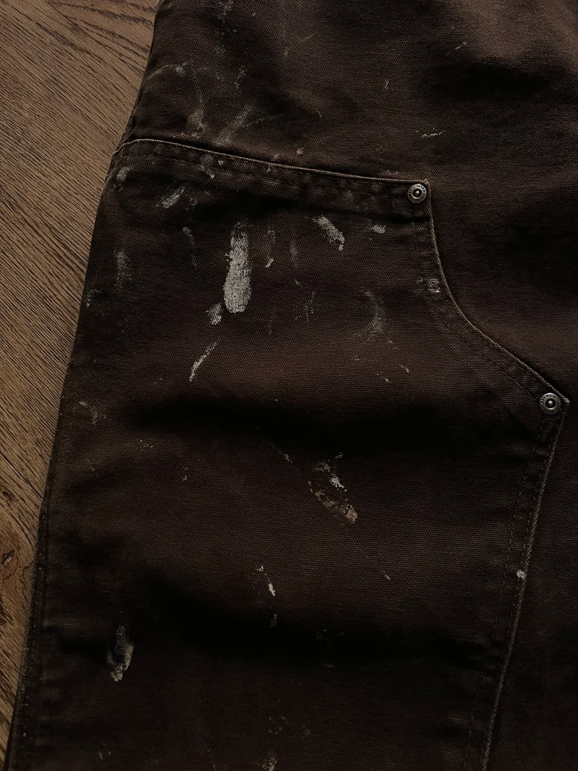 [30]칼하트 USA 빈티지 페인팅 다크브라운 더블니 워크 팬츠 상품이미지4