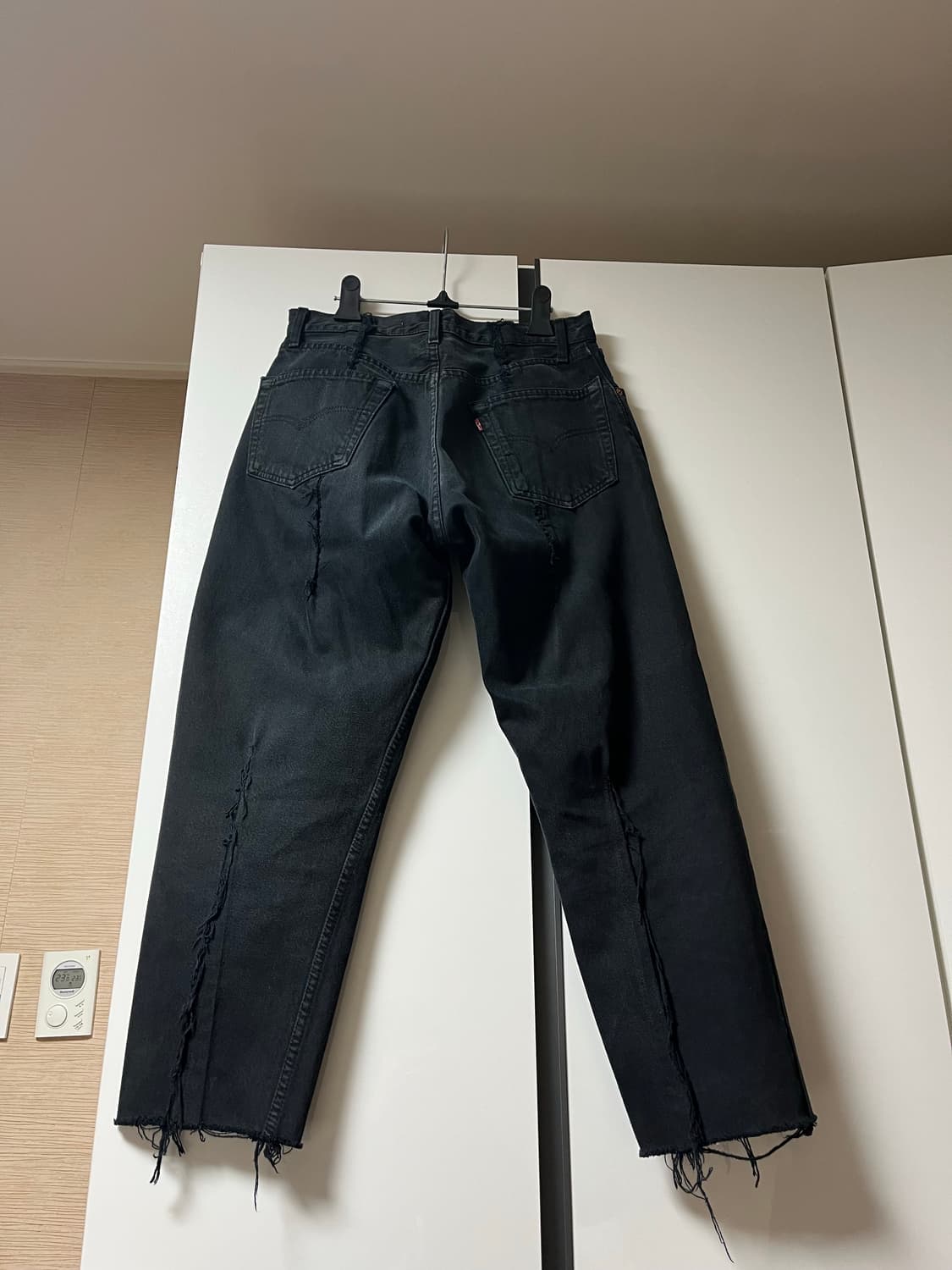 [M] 올드파크 크롭 배기진 블랙 데님 팬츠 상품이미지2