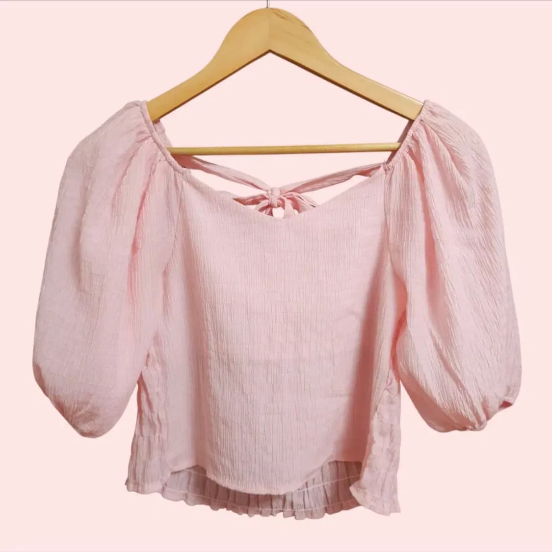 스모크밴딩 핑크 블라우스 상품이미지6