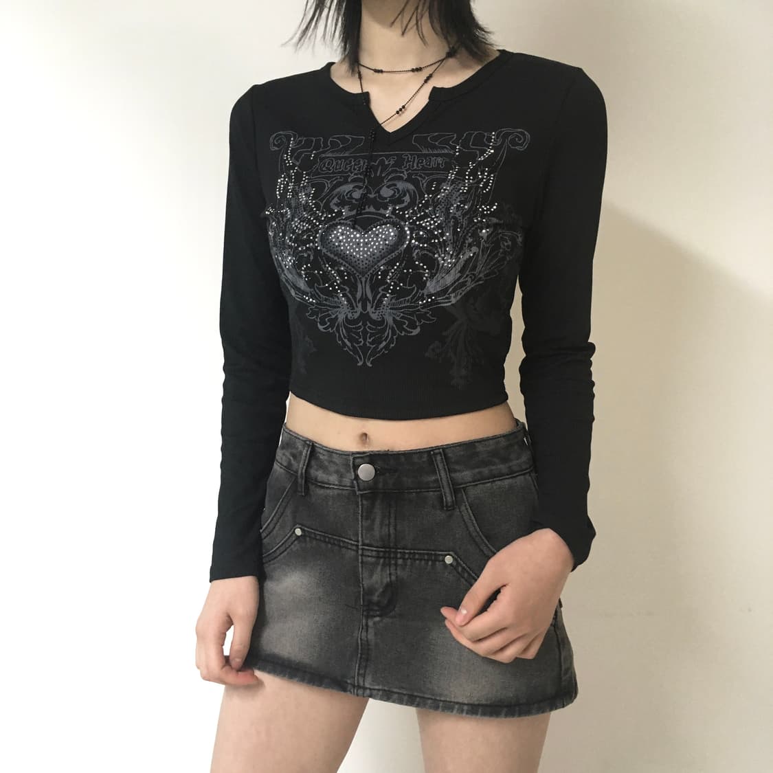 펑크 Y2K 크롭 롱슬리브 상품이미지1