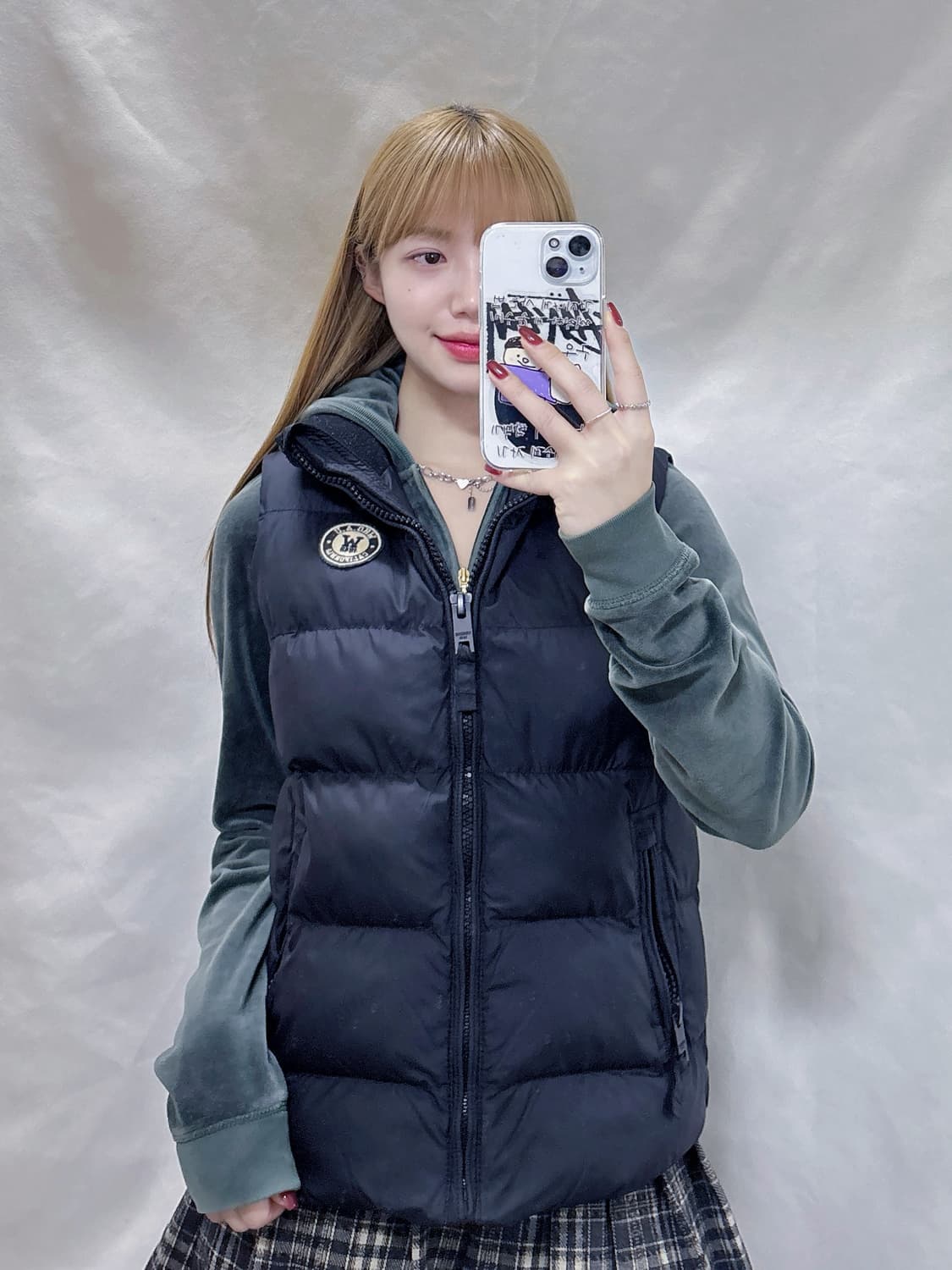 후아유 블랙 패딩조끼  상품이미지1