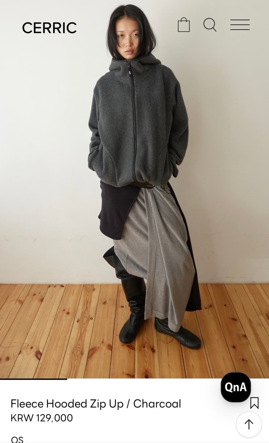 CERRIC Fleece Hooded Zip Up / Charcoal 상품이미지2