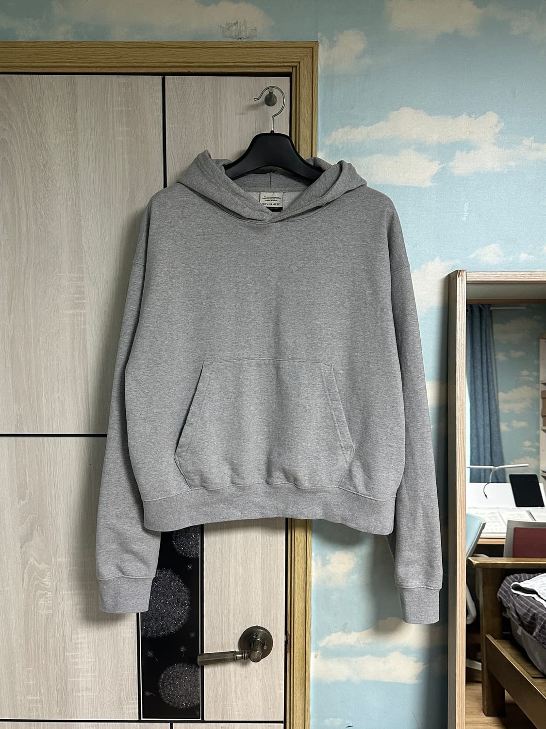 (XL) 소버먼트 780G 솔리드 크롭 후드-8%멜란지 그레이- 상품이미지2