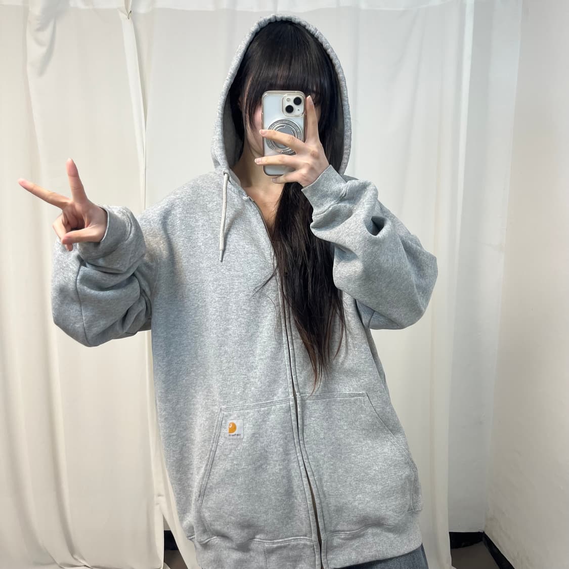 Carhartt Melange Grey Hood Zip-up (이염) 상품이미지2