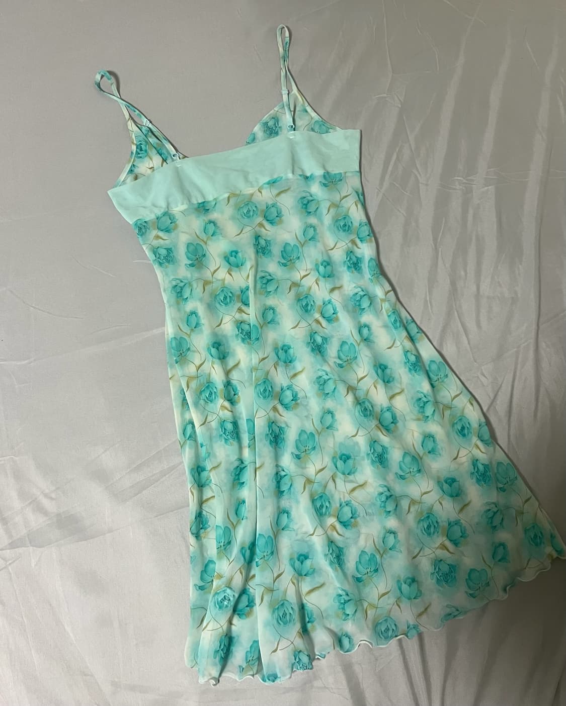 ✨vintage mint flower pattern slip dress✨ 상품이미지3