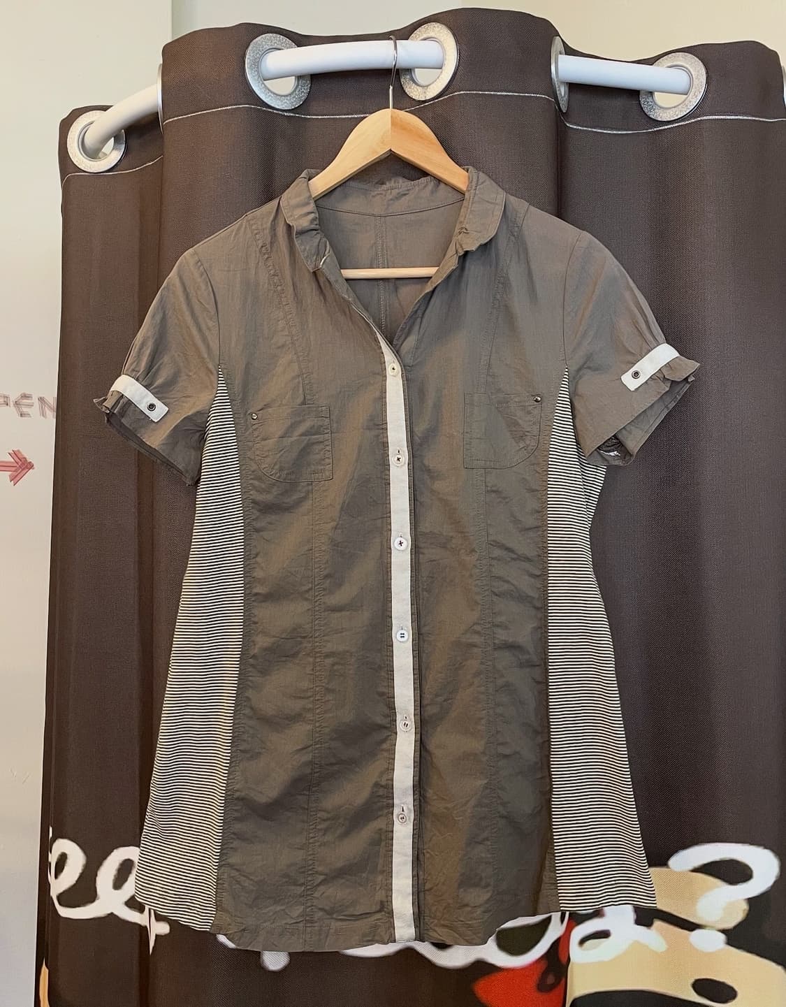 스트라이프 배색 셔츠 [무배] 상품이미지3