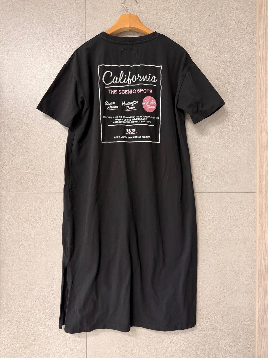 롱 블랙 원피스 반팔 자수 캘리포니어 상품이미지4