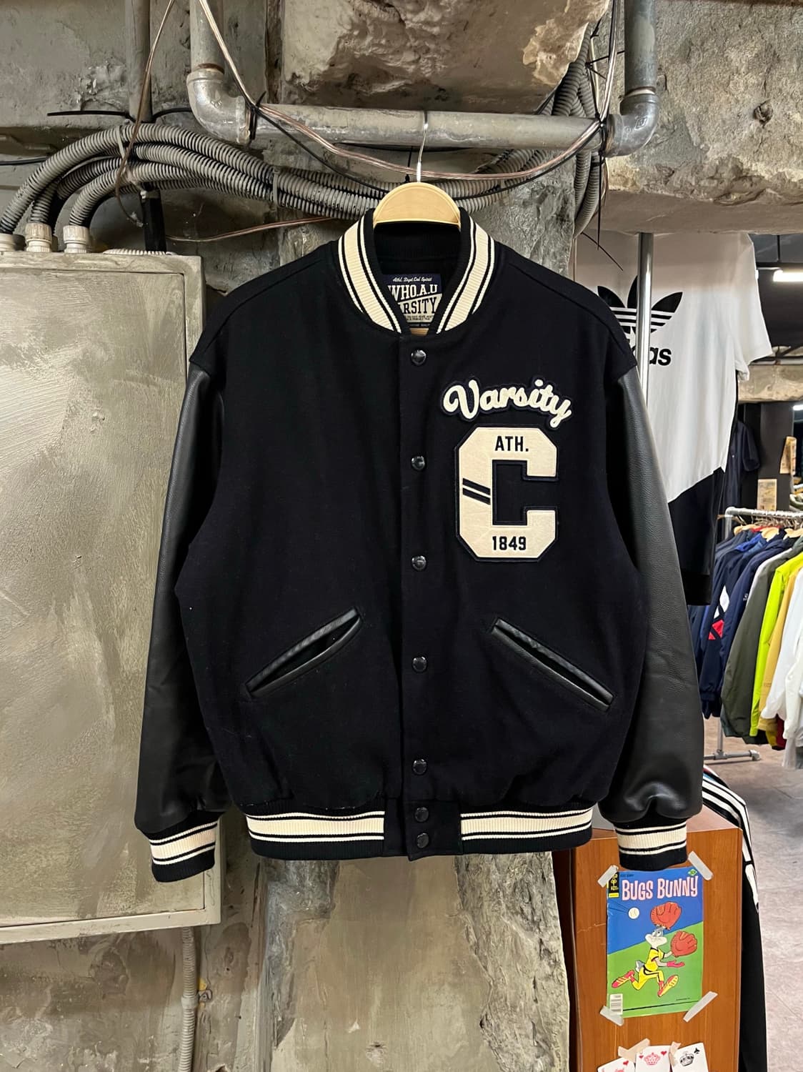 후아유 바시티 자켓 블랙 M #csz2492  상품이미지1