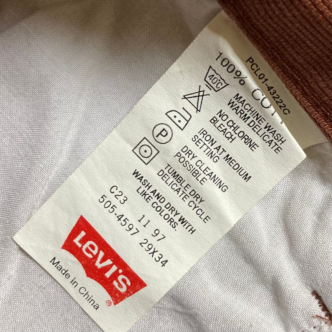 리바이스 505 화이트탭 브릭진 데님팬츠 W29 L34 상품이미지5