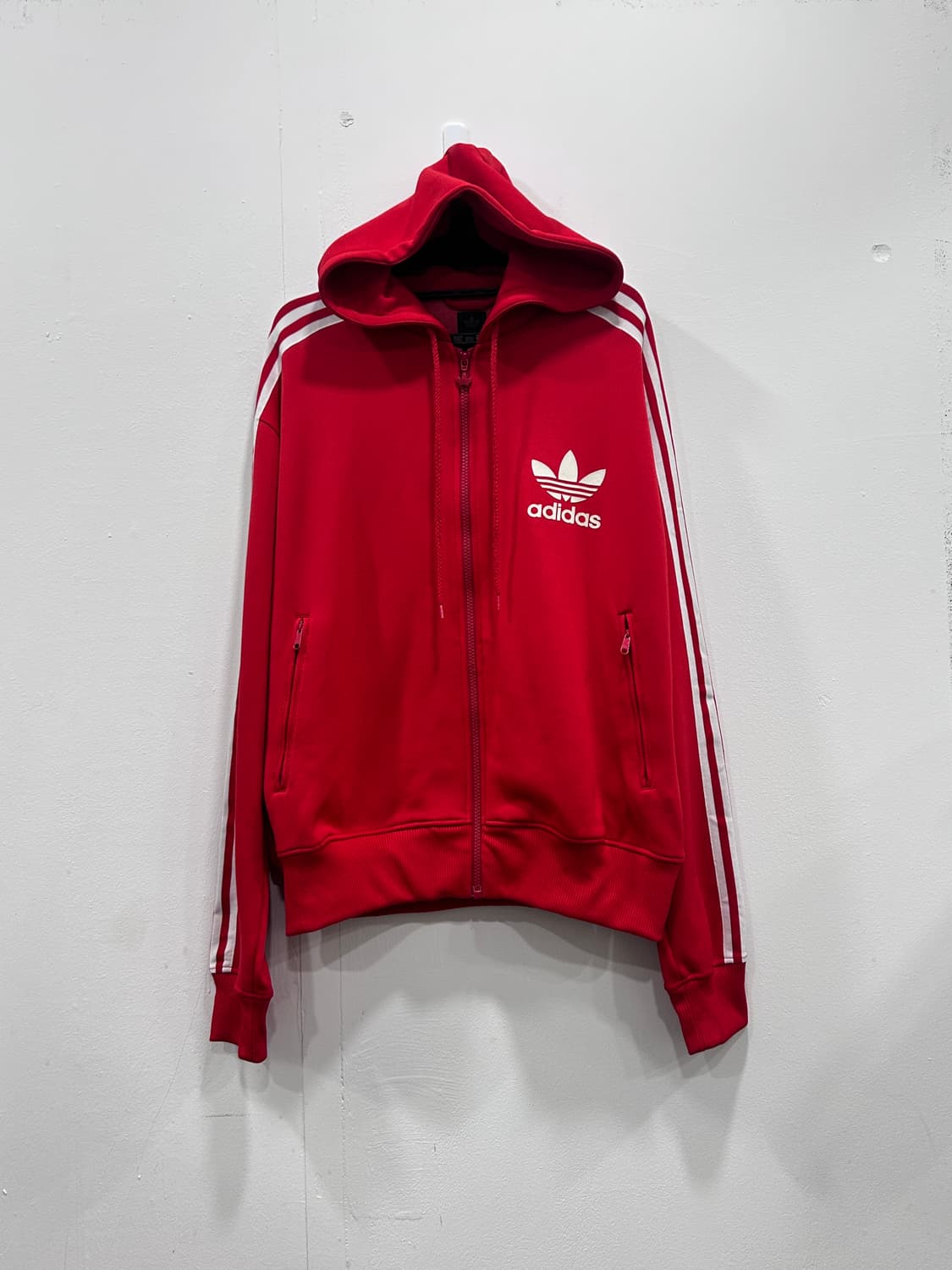[M] 아디다스 올드스쿨 빨흰 후드 져지 집업 남성 M사이즈 상품이미지10