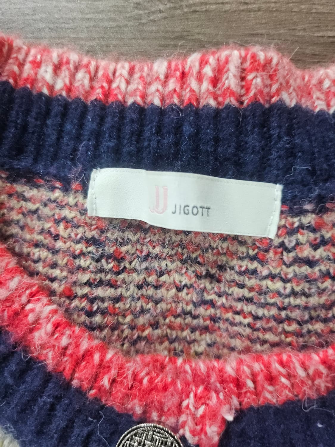 JJ  지고트  체크 패턴 두툼 니트 가디건  FREE 상품이미지4