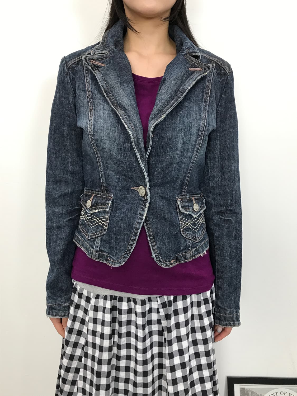 00s OZOC One Button Denim Jacket 상품이미지2