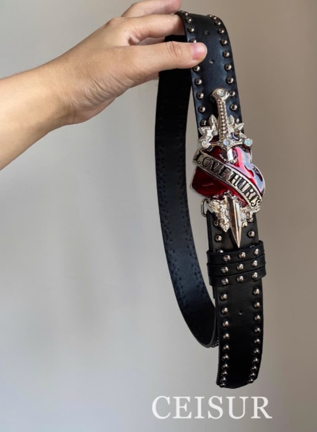 Love Hurts 하트 스터드 래더 벨트 상품이미지1