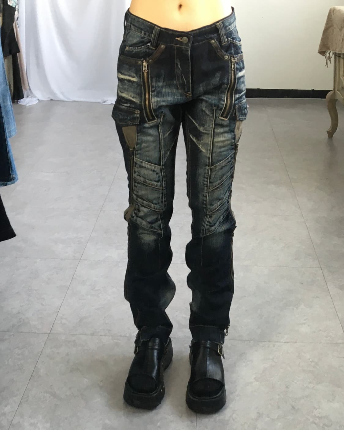 Zipper washing point denim pants 상품이미지6