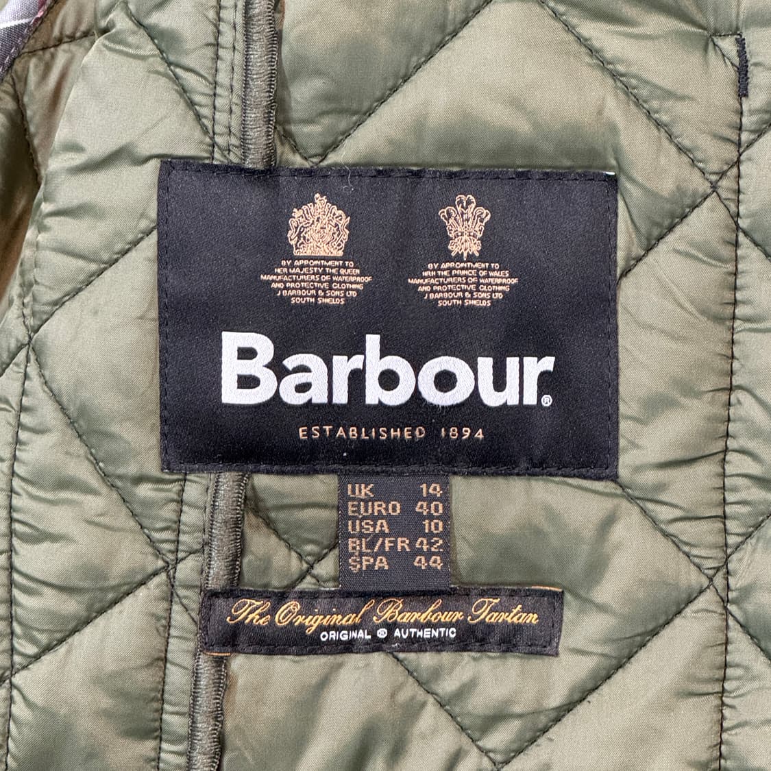 여L) 바버 데브론 퀼티드 자켓 블랙 올리브 상품이미지8