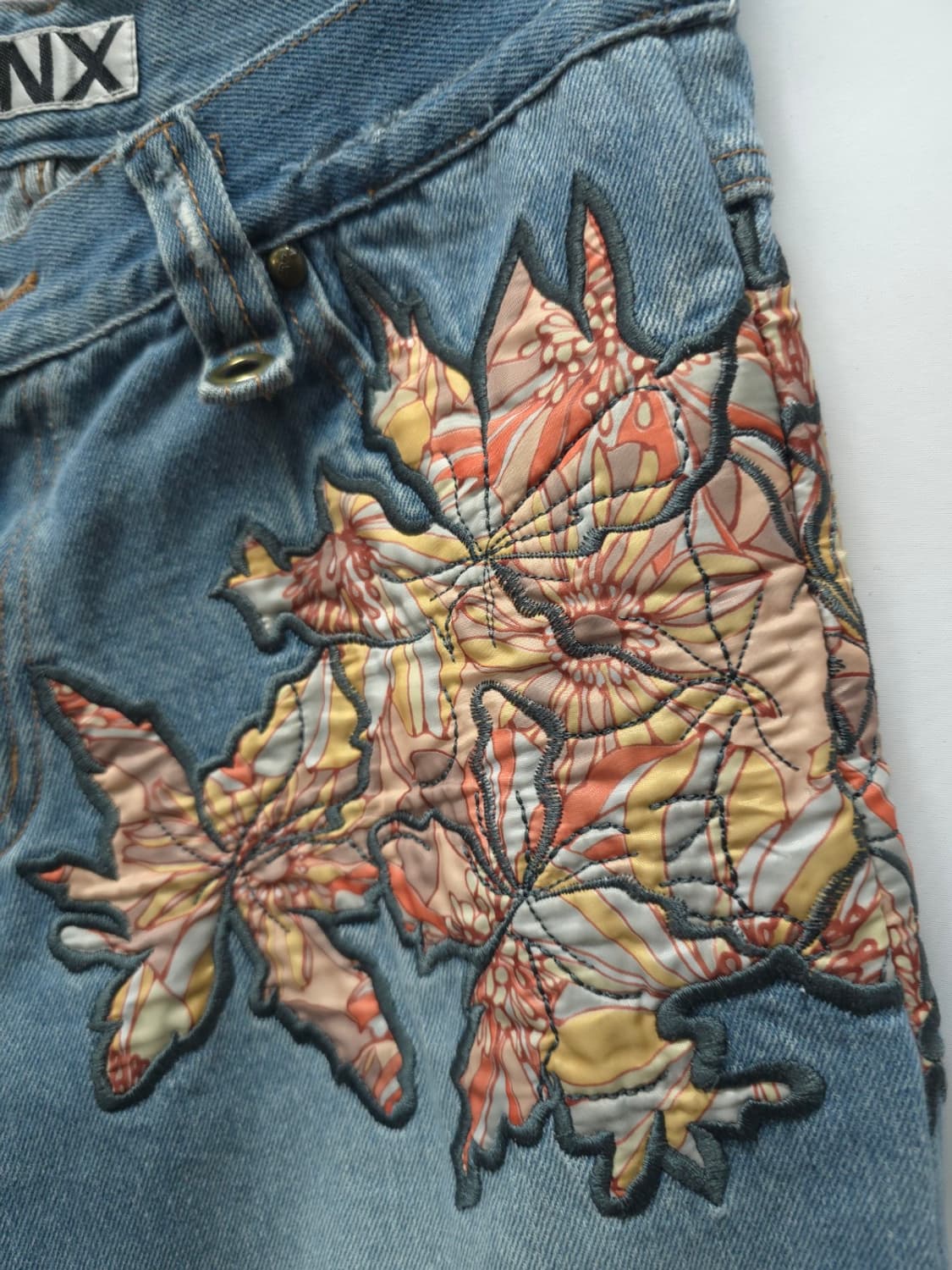 ​BNX 여성 빈티지 Y2K 패치워크 스터드 데님 팬츠 (27) 상품이미지3